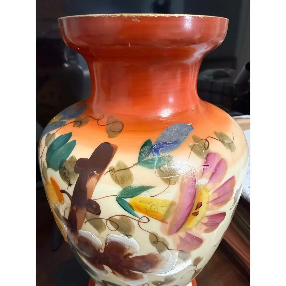1970's Handpainted Flower Vase